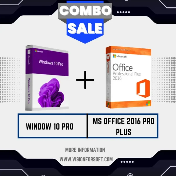 Windows 10 Pro + MS Office 2016 Professional Plus Combo Pack